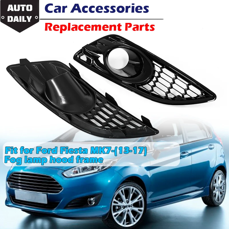 

Fog Lamp Frame Grill Bezel Trim Honeycomb Hole Panel with Lamp Hole Glossy Black Fit For Ford Fiesta MK7 Zetec S Sport 2012-2017