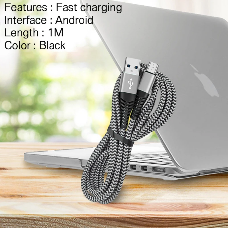 

1m 2m 3A Micro USB Type C Nylon braided Data Cable fast charge mobile phone charging cable Type-C Charger USB Cables Protect