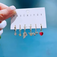 korean fashion cubic zircon crystal star drop dangle earrings set statement girl hoops earrings for women trend jewelry gift