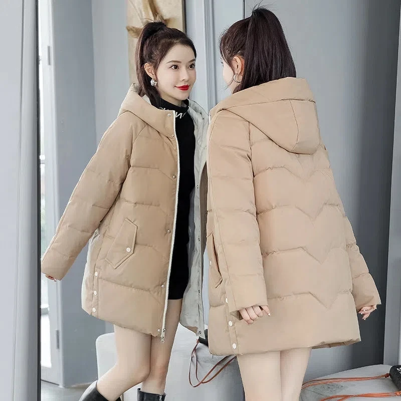 Oversized 3XL For 80kg Loose Hooded Cotton Padded Thicken Jacket Winter Warm Windproof Women Coats Korean Long Sleeve Parkas