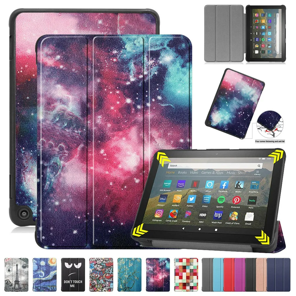 

For Kindle Fire HD 8/HD 8 Plus 2020 8 inch Tablet PU Leather Wake / Sleep Smart Case Adjustable Folding Stand Cover