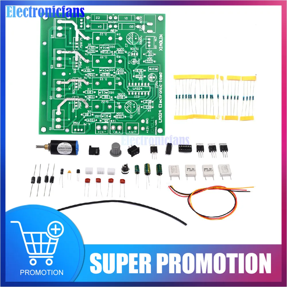 Электронная испытательная плата нагрузки в комплекте, 150 Вт, 15 в, 10 А, постоянный ток разряда, старение питания, печатная плата, модуль, Комплект «сделай сам»
