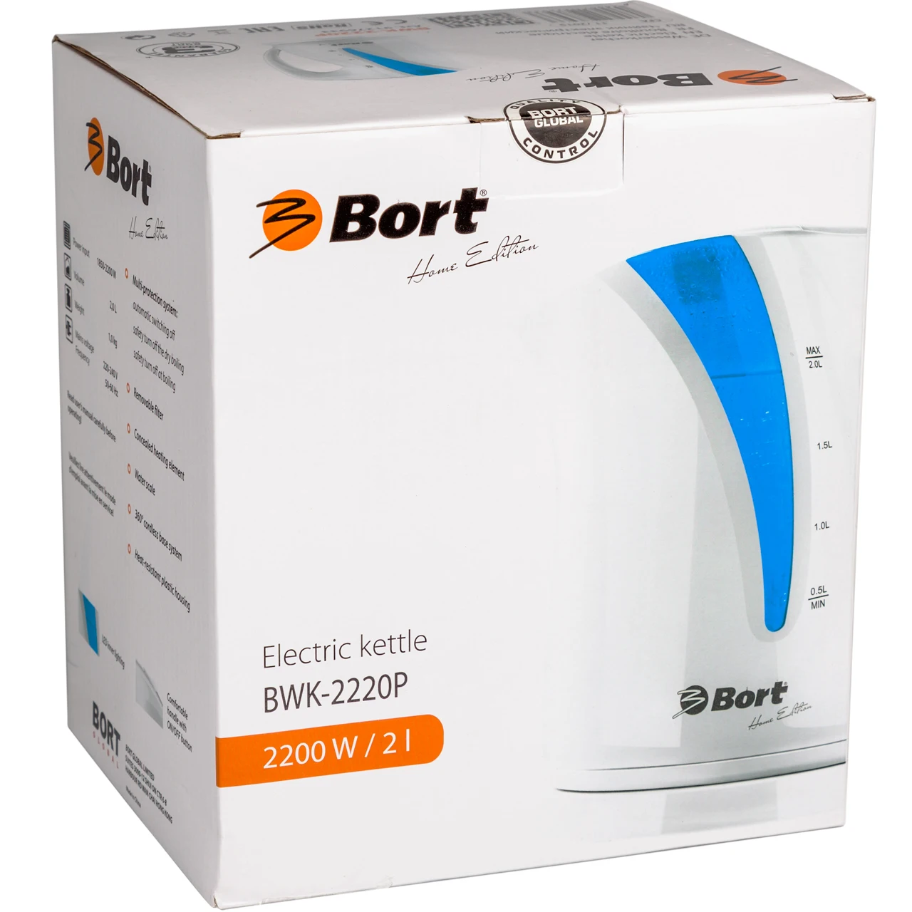 Чайник электрический Bort BWK-2220P (объем 2л. подсветка голубого цвета фильтр) | Бытовая
