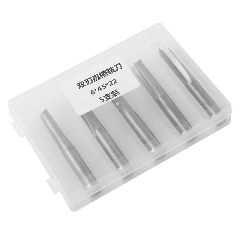 5 шт. 6 мм 22 двусторонние прямые фрезы прямая концевая фреза 2 канавки резка с ЧПУ