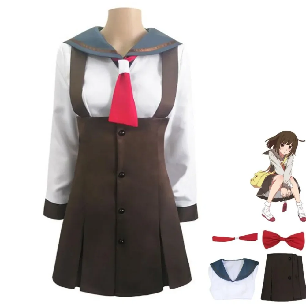 

Anime Nisemonogatari Bakemonogatari Monogatari Series Sengoku Nadeko Cosplay Costume JK School Uniform Woman Kawaii Sailor Suit