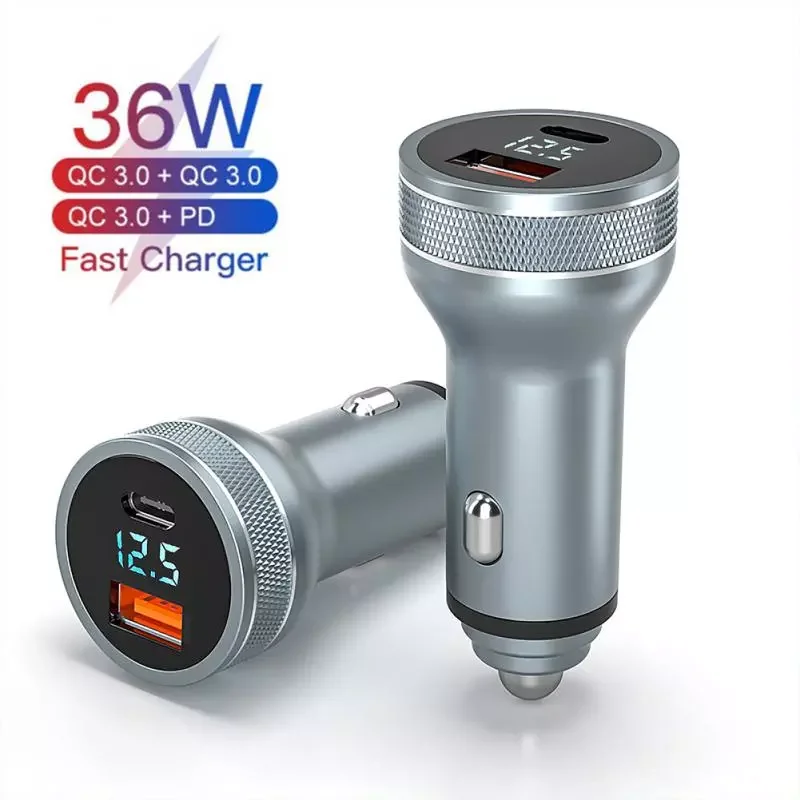 

36W USB Car Charger Quick Charge QC3.0 QC SCP 5A PD Type C Fast Car USB Charger For iPhone Xiaomi Mobile Phone