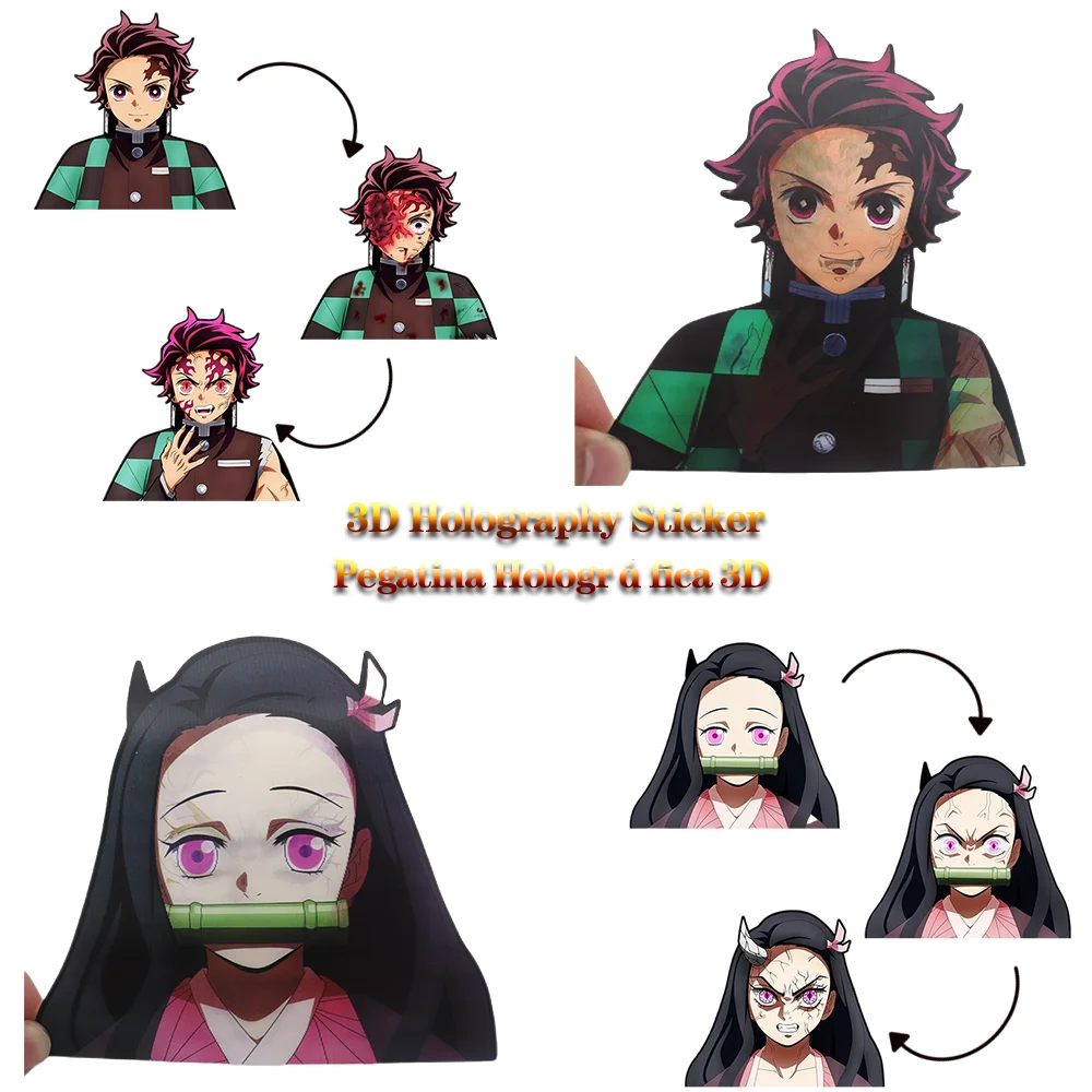

1 шт. аниме движение/Движение клей водонепроницаемый Peeker 3D коллекция линзовидной Голография наклейка убийца демонов Nezuko Tanjirou