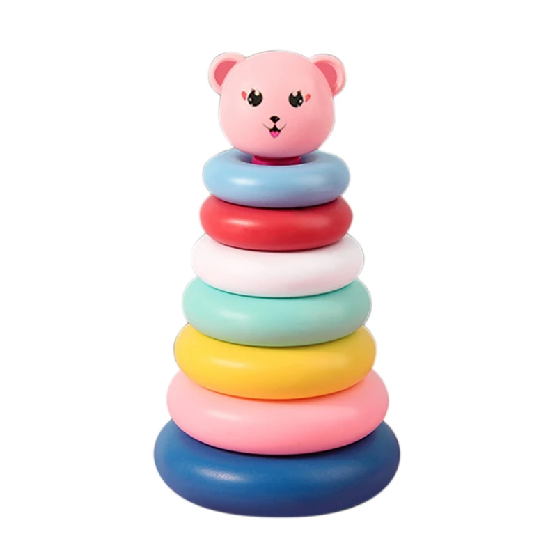 

-Baby Bells Blocks Ring Toys Children's Colorful Rings Blocks Rings House Rainbow Rings Learning Colors And Shapes Toy