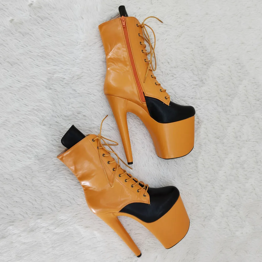 Leecabe 20CM/8inches  PU upper two color Pole dancing shoes High Heel platform Boots  Pole Dance boots