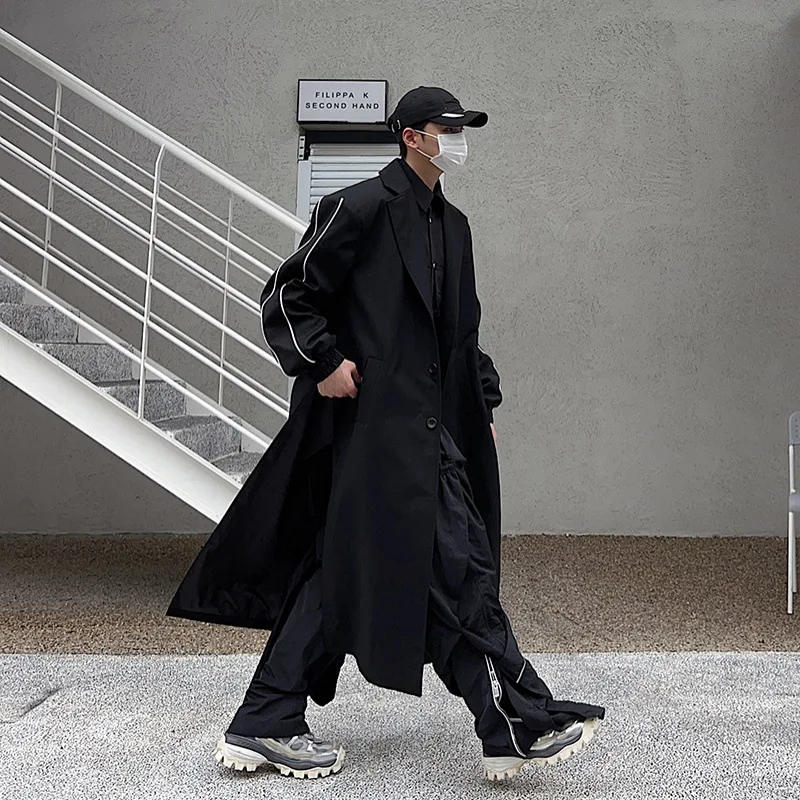 Тренчкот GetSpring для женщин и мужчин осень 2024 яркая черная ветровка модная