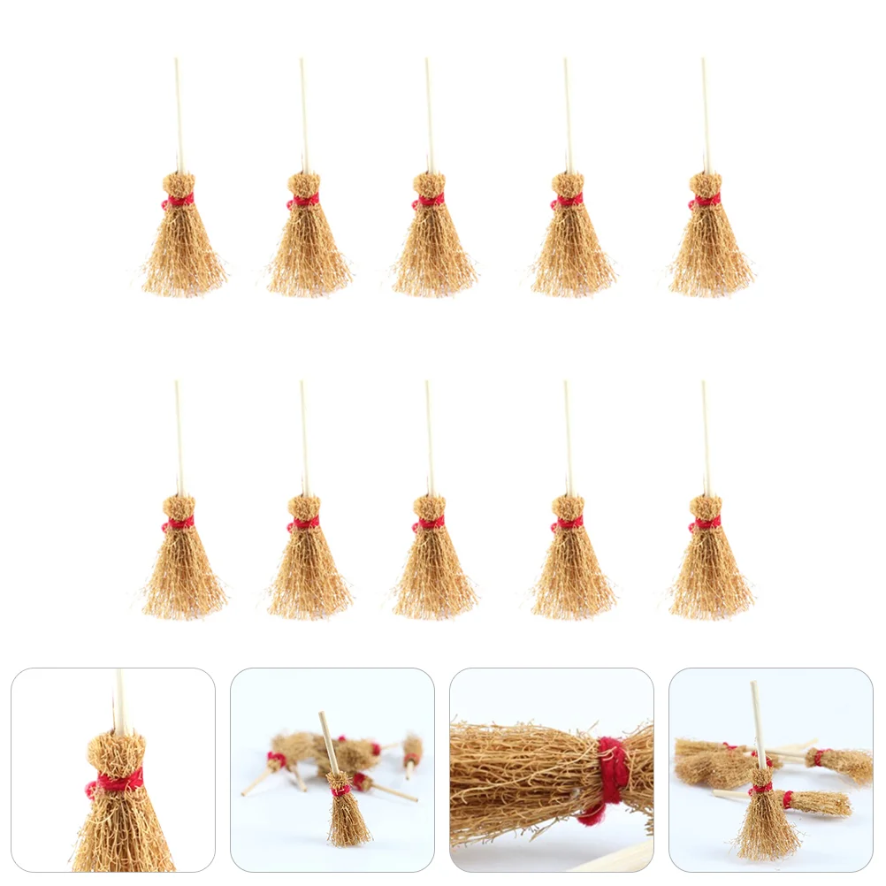 

Broom Mini Witchminiature Witches Decorornament Artificial Straw Prop Craftbrooms Props Woven Decoration Adornment Kids Hand