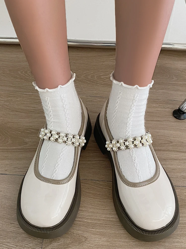 

Mid Heels Flats Women Round Toe Buckle Shoes Platform Mary Janes Dress Lolita Shoes Casual New 2022 Autumn Women Loafers Shoes
