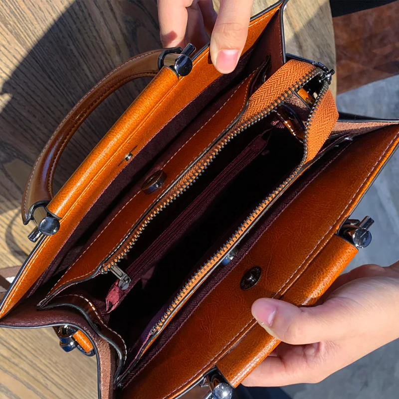 Женская прошитая сумка через плечо из натуральной кожи деловая Вертикальная