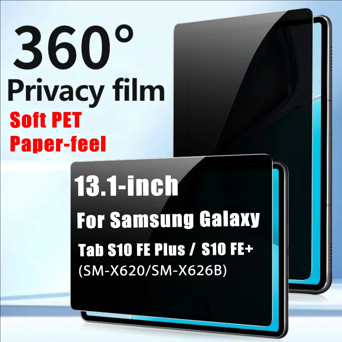 Фото 360 °   Защитная пленка для экрана Samsung Galaxy Tab S10 FE Plus/S10 FE + 13,1 дюйма SM-X620 2025 Anti-Spy Privacy Filter с антибликовым покрытием №1
