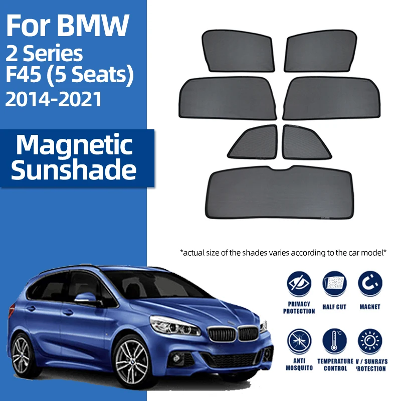 For BMW 2 Series F45 2013-2021 218i 220i Magnetic Car Sunshade Front Windshield Frame Curtain Rear Side Window Sun Shade Shield