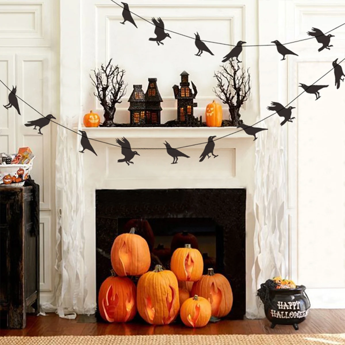 

Banner Garland Crow Paper Decor Crows Decorations Hanging Black Unique Bird Party Decoration Creative Banners Haunted House Bat