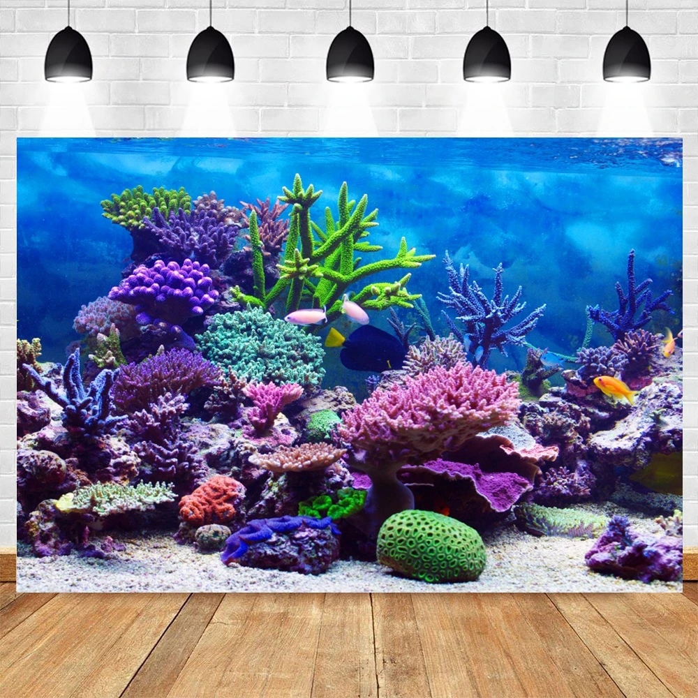 Подводный мир морское дно фотография Декор океан Подводные рыбы Коралл  ребенок день рождения аквариум фон фотостудия реквизит | AliExpress