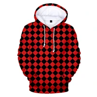 3d demon slayer kimetsu no yaiba hoodies men women sweatshirts style demon slayer hoodie red black checkered pattern casual coat