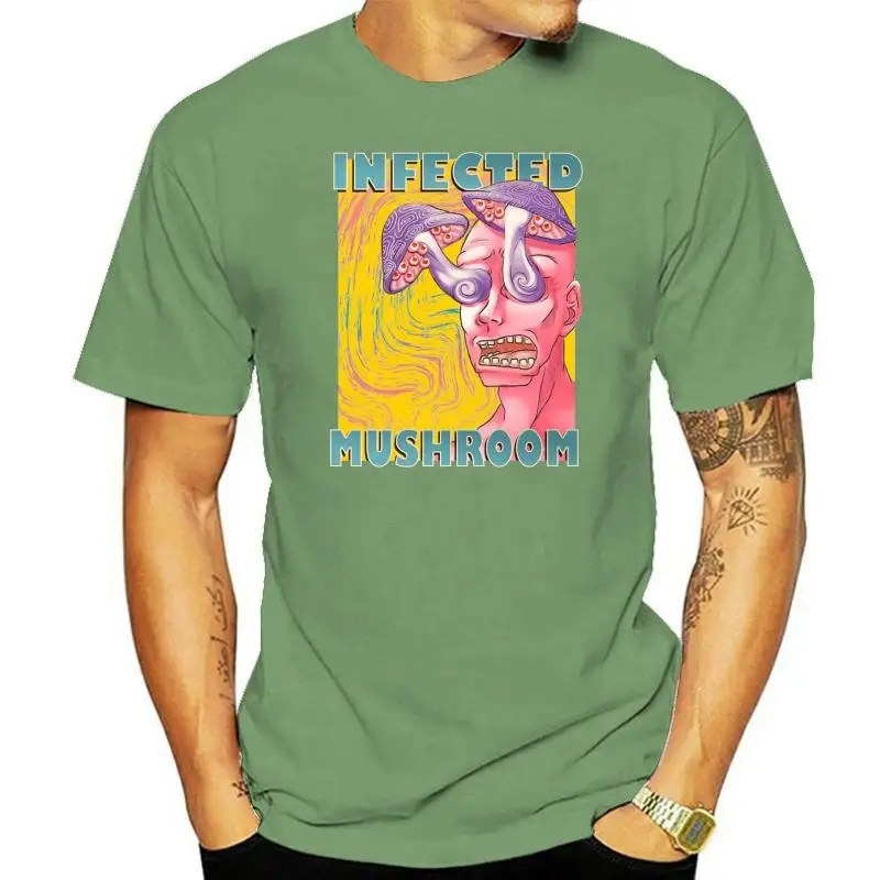 

Инфицированные грибы армия грибов электро музыка мужская черная футболка Размер S-3XL