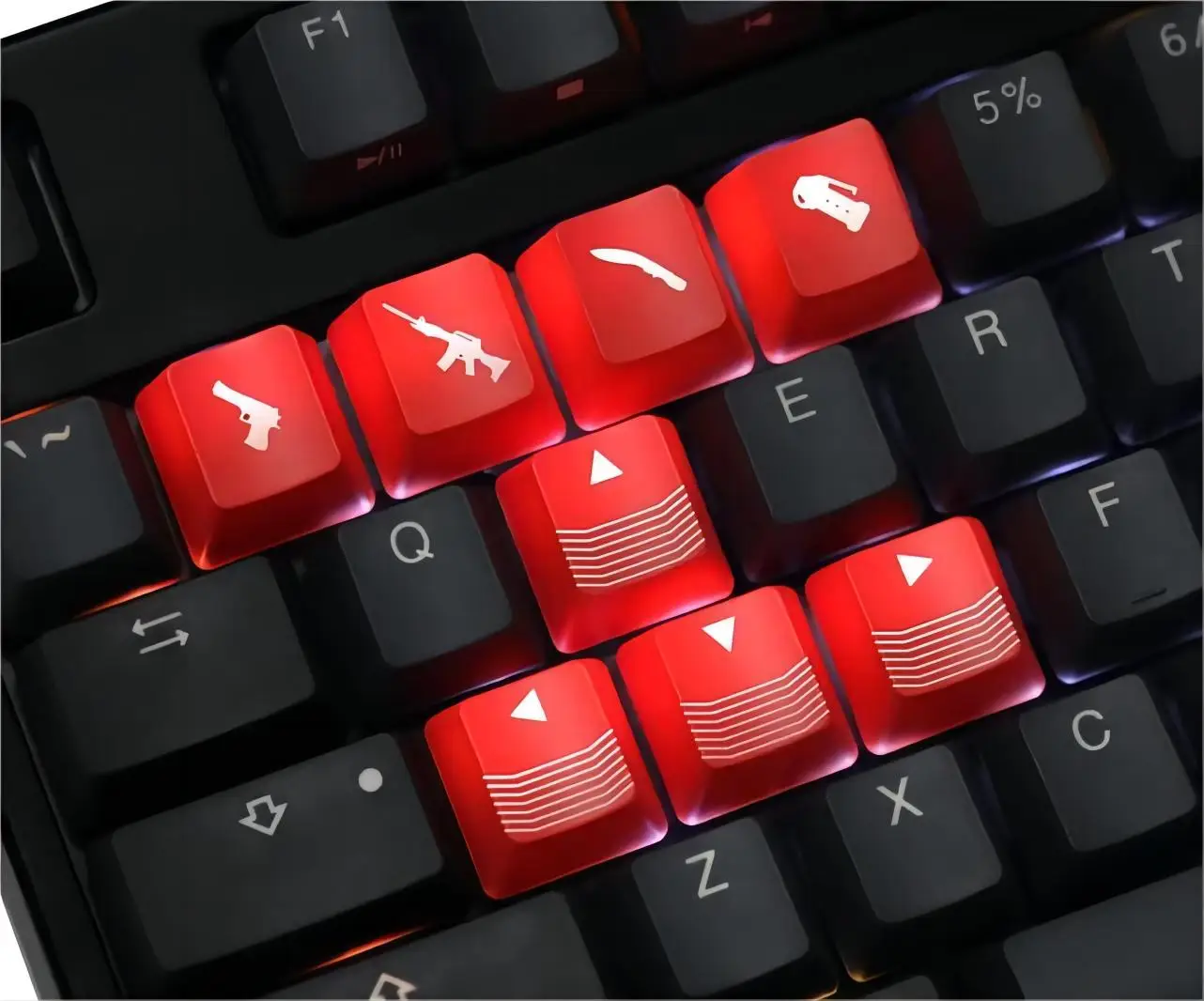 

Mechanical Keyboard Personality Transparent Key Cap Cf Cross Fire Line Cutting Gun Shortcut Key Wasd Direction Key Black Red