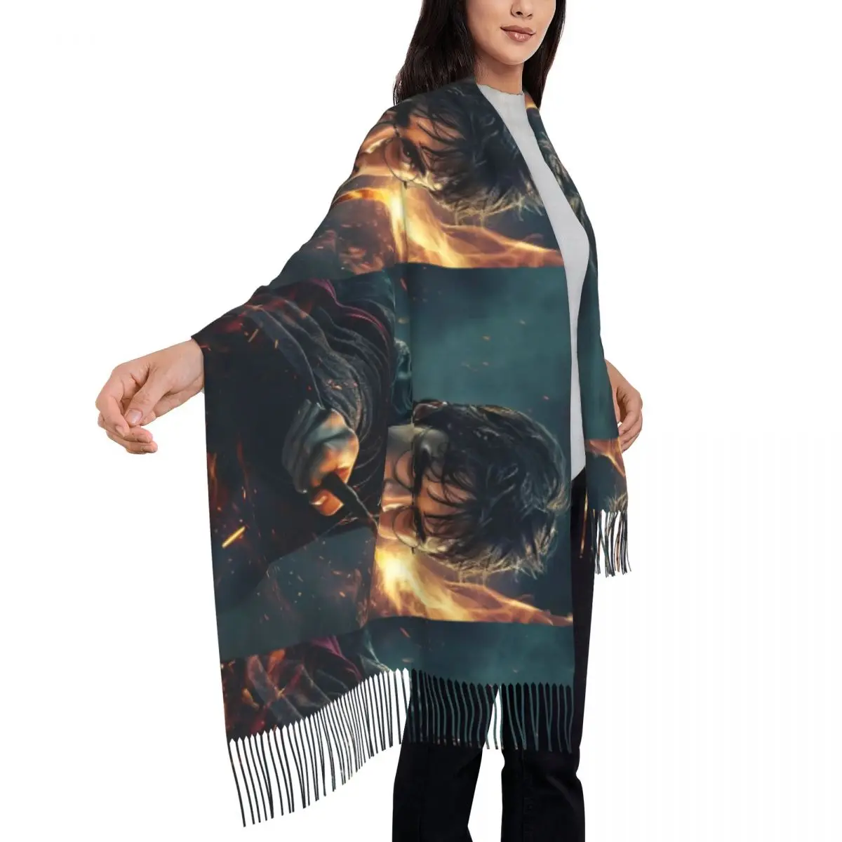 Женский шарф уличный H-HARRY P-POTTER большие шарфы из фильма с кисточками повседневные