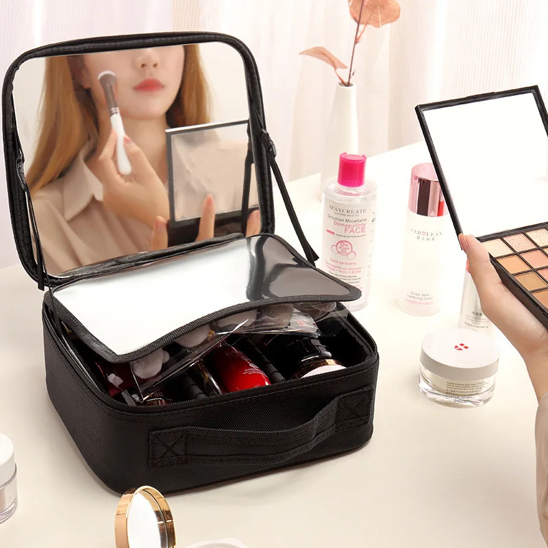 

2023 Smart LED Cosmetic Case with Mirror Cosmetic Bag Large Capacity Fashion Portable Storage Bag Travel Makeup Bags for Women