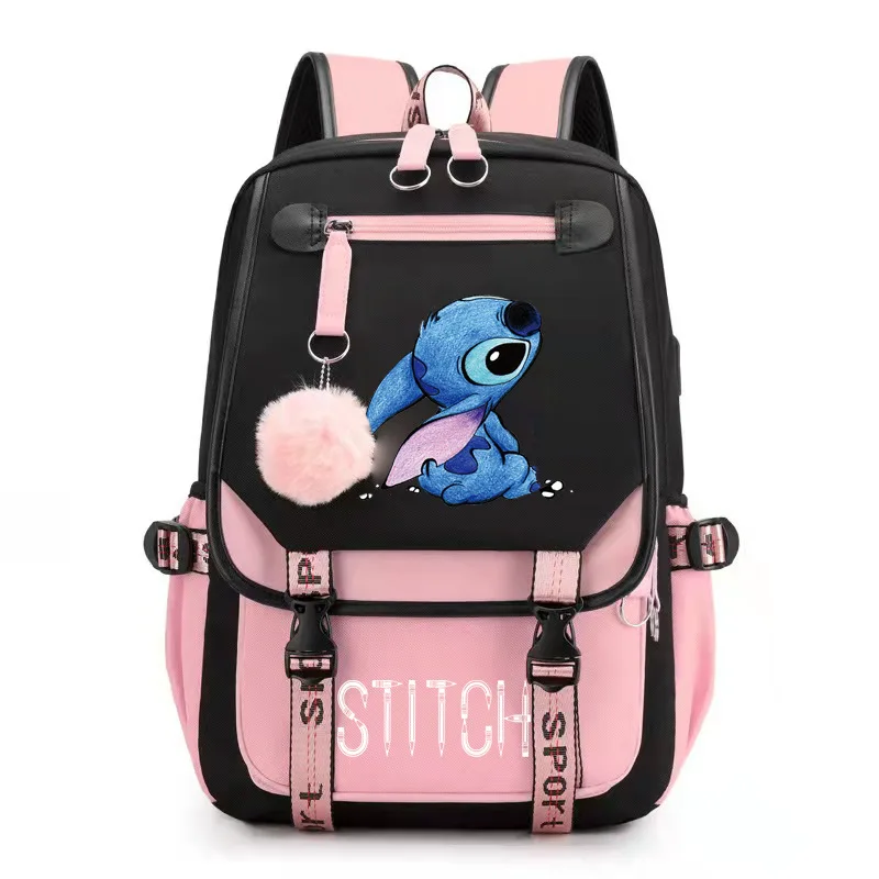 Рюкзак Disney Stitch Mochila Feminina школьные сумки с зарядкой через USB рюкзак для ноутбука