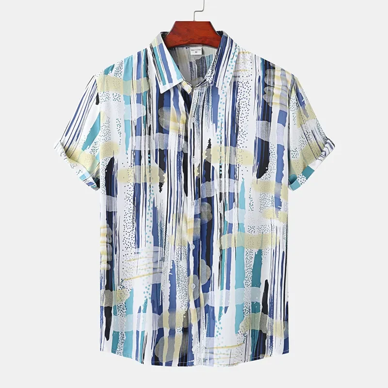 

Men's Hawaiian Shirt Summer Loose And Breathable Short Sleeve Harajuku Slim Fit Formal Clothes Top Printed Vintage Floral Blouse