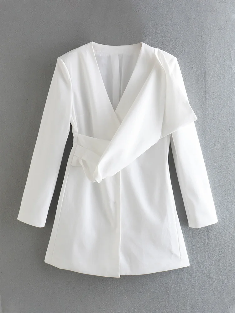 

Платья для женщин одежда 2022 мода большой узел подробно v образным вырезом с длинным рукавом мини платье офисные женские туфли элегантный бе...