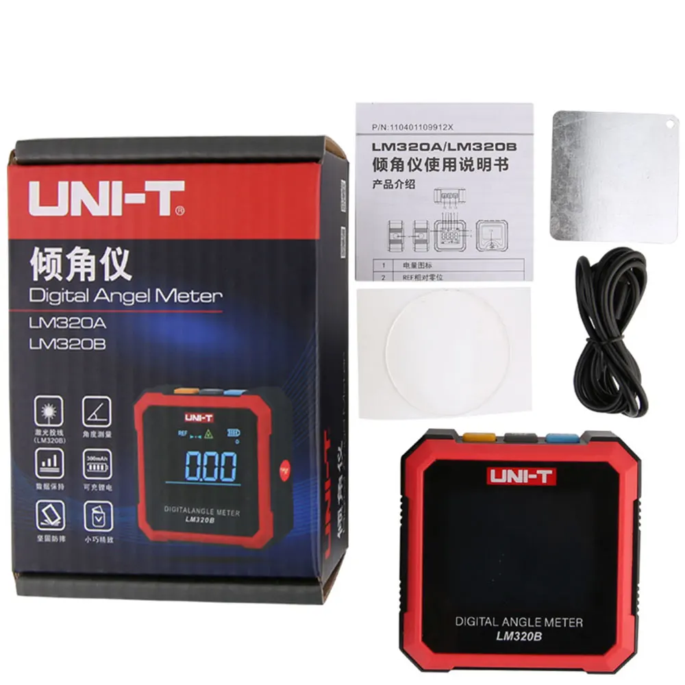 UNI-T Electronic Angle Meter LM320A LM320B Digital Angle Tester Protractor Magnetic Inclinometer Angle Tester Bevel Box Backligh