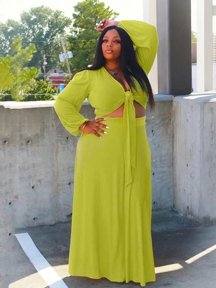 Plus Size Clothing for Women Chic and Elegant Long Sleeve Top Large Size Suit Two Piece Dress Set Wholesale Bulk Dropshipping