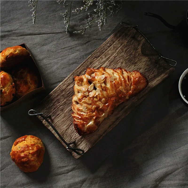 Деревянная тарелка в стиле ретро поднос для сервировки хлеба торта винтажное