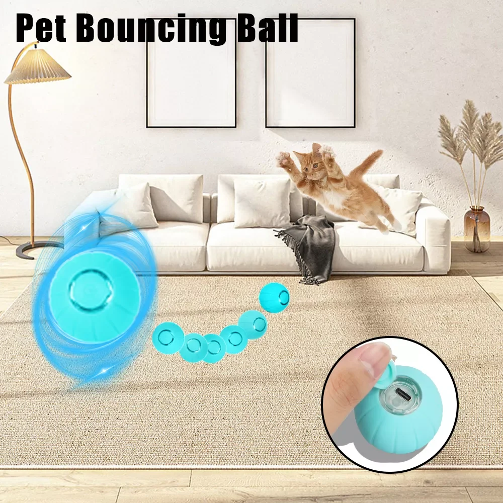 

Cat Interactive Toys USB Rechargeable Cat Ball Automatic Rolling Ball Smart Cat Toys Training Self-moving Kitten Toys Pet Toys