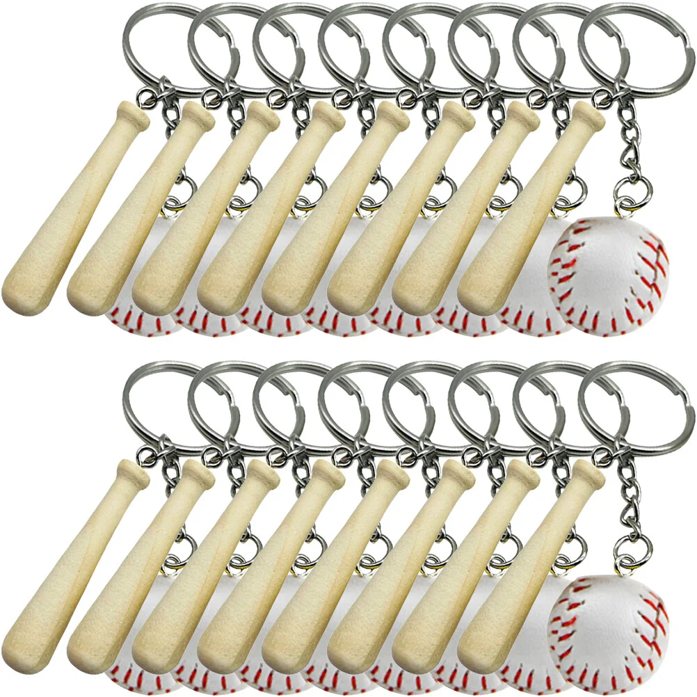 

16 Pcs Baseball Keychain Pendant Sports Pendants Keyring Chains Kids Party Favors Bag Keyrings Stick Small Child