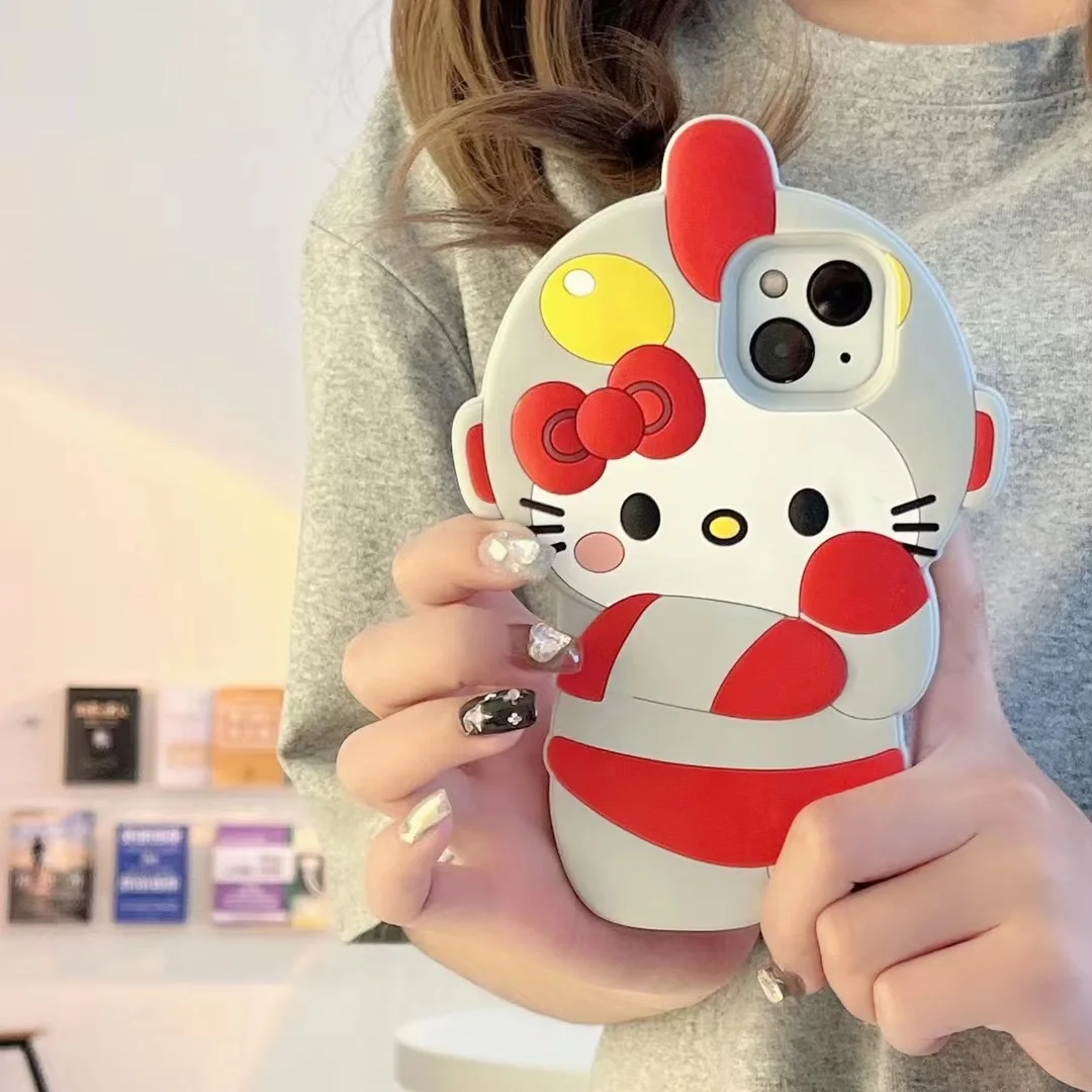 

Sanrio red Ultraman hello kitty Silicone three-dimensional cartoon Phone Cases For iPhone 14 13 12 11 Pro Max Back Cover