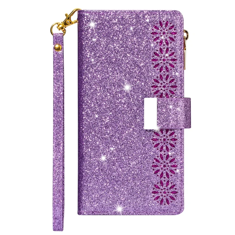 Laser Glitter Powder 9 Card Slots Wallet Case for Redmi Note 11 10 9 8 Redmi 10C 10 9C 9A 8A Flip Cover for Poco M4 Pro X4 Pro