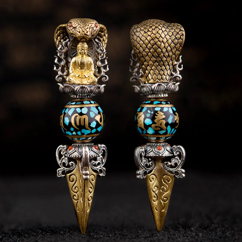 

New Sakyamuni Buddha Diamond Prong Pendant Handmade Six-character Mantra Dzi Bead Pendant Jewelry Accessories