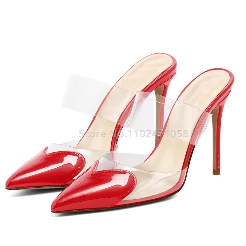 

Love Heart Decor Mixed Color Hight Heels Women Sandals Sexy Pointed Toe Thin Heels Slingback Slip-On Pumps Ladies Party Shoes