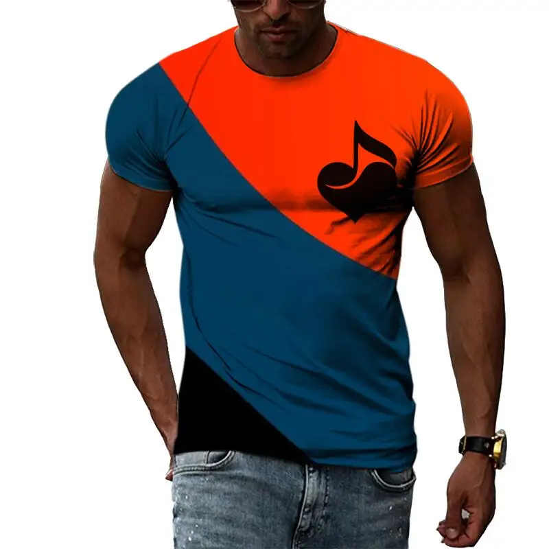 

Summer Fashion Music Graphic T Shirts For Men Casual 3D Print Short Sleeve Tee Personality Oversized Streetwear Round Neck Tops