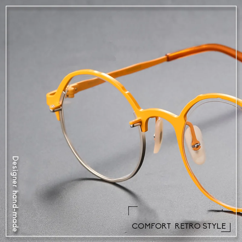 

Design Titanium Irregular Myopia Glasses Retro Big Anti Blue Light Prescription Eyeglasses Frame Women 2022 Half Rim Eyewear