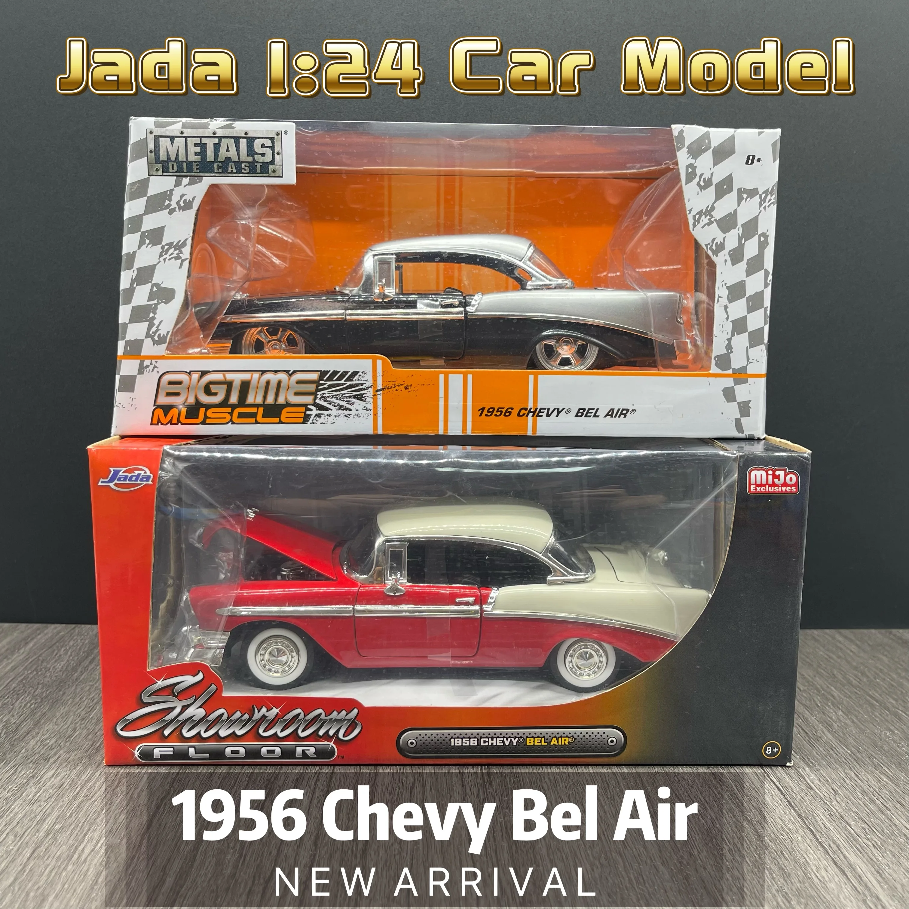 

1956 Chevy Bel Air Black and Red Bigtime Muscle Series 1/24 Diecast Model Car by Jada Toys Collection For Kids And Adult