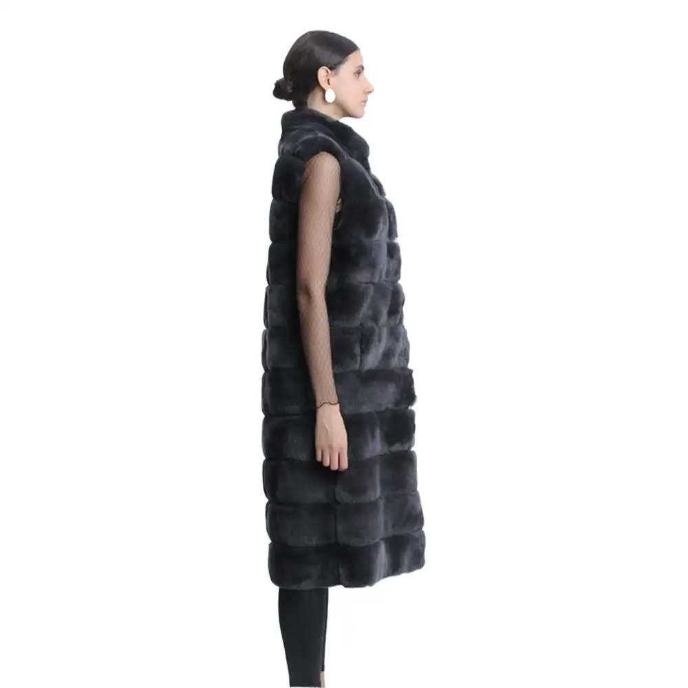 Real Rabbit Fur Vest Long Winter Warm Vest Ladies Sleeveless Coat Gilet Women Natural Fur Vest Warm Thick Outwear 2022 Luxury