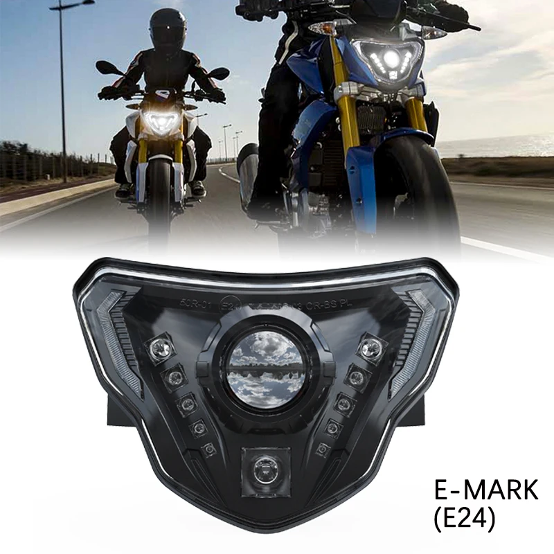 E-mark-faro LED E24 para motocicleta, Kit de montaje de Ojos de Ángel DRL, haz alto/bajo, para BMW G310R, 2016, 2017, 2018, 2019, 2020, 2021