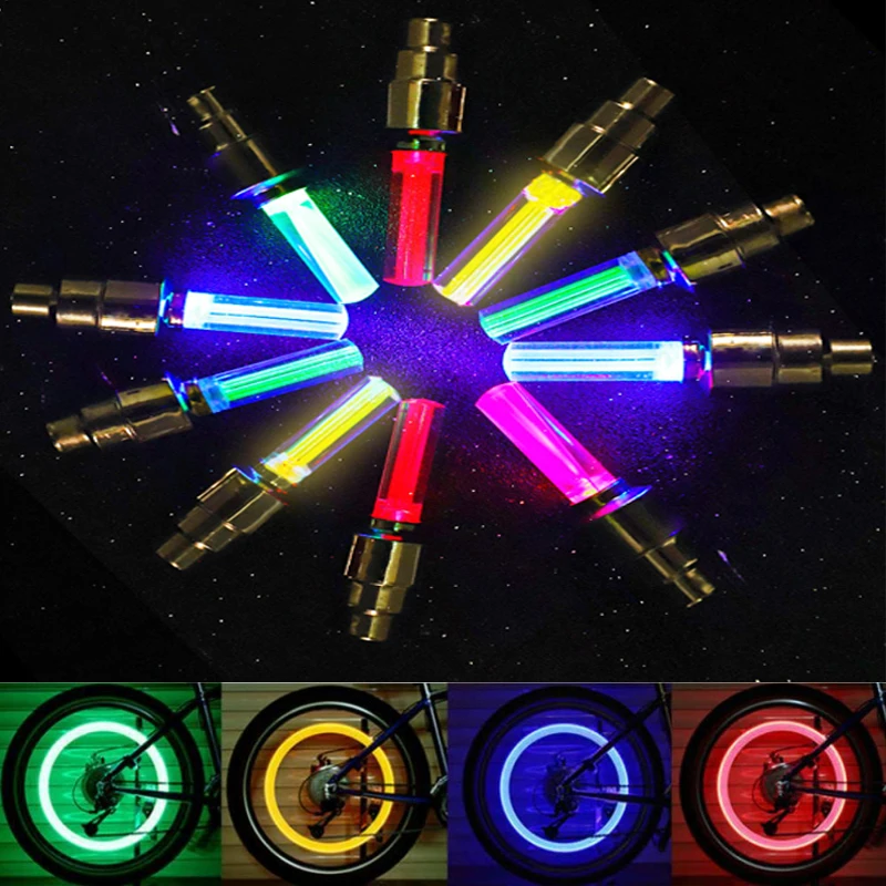 

2/4Pcs Car Motorcycle Bicycle Tire Valve Caps Light LED Neon Flash Lamp Waterproof Tyre Universal Wheel Lights Car Accessories