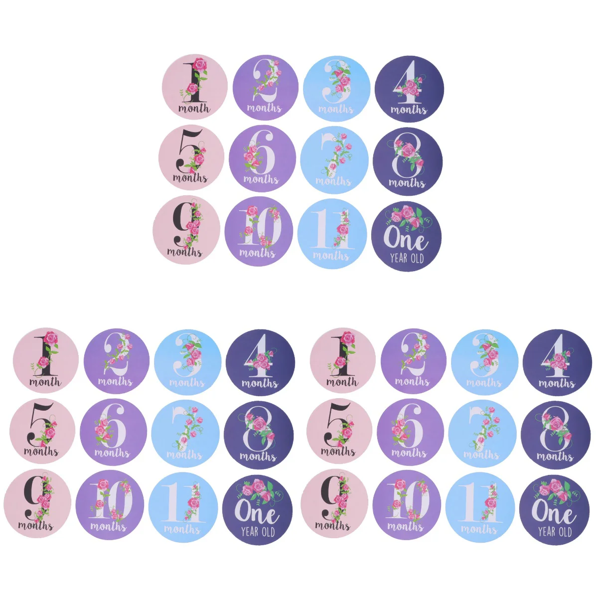 

36 pcs Beautiful Flower Pattern Monthly Sticker Milestone Stickers for Baby Infant Newborn