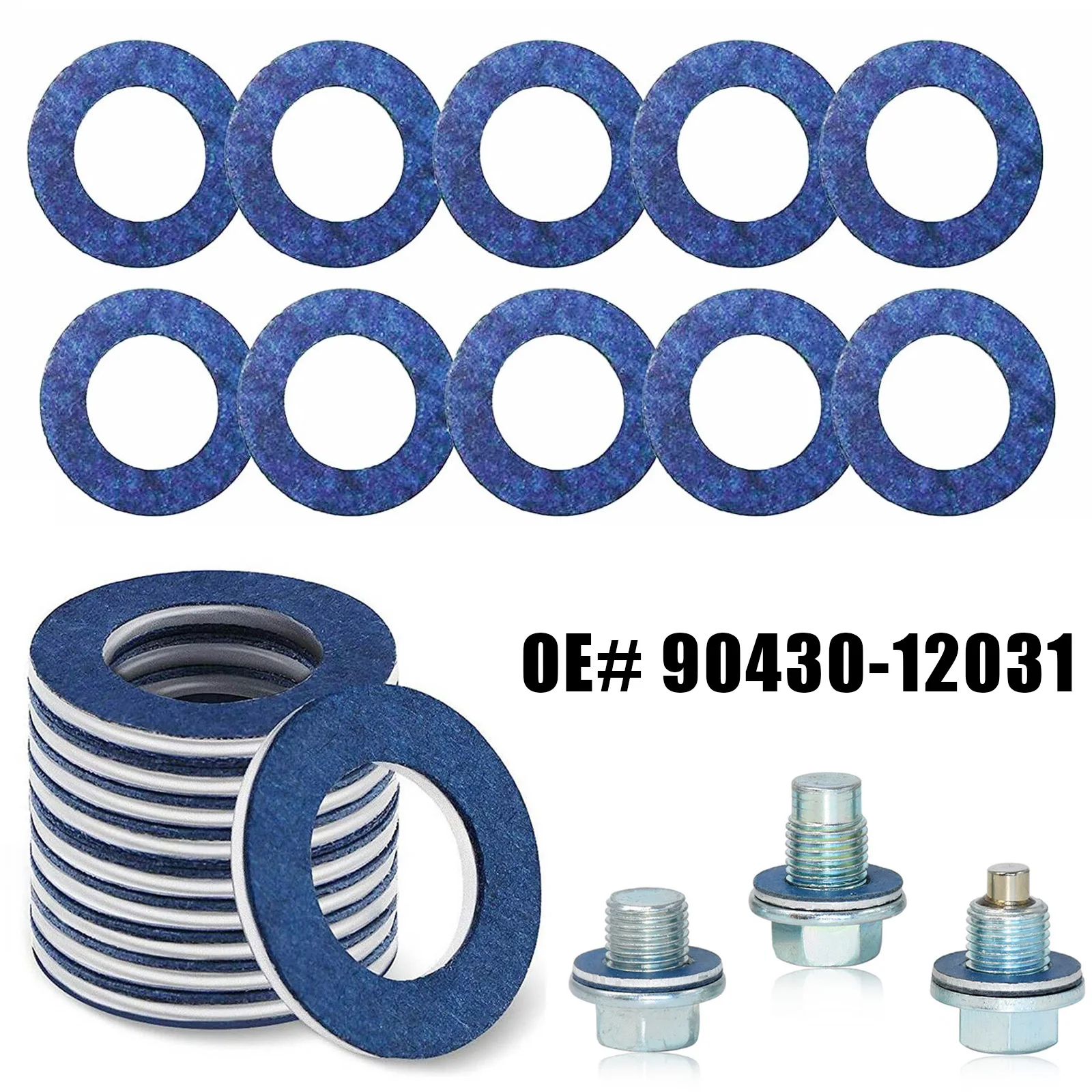 

10pcs/set Auto Oil Drain Plug Washers Gasket Hole For Toyota OE90430-12031 12mm 90430-12028 095-156 65394 Aluminum Accessories