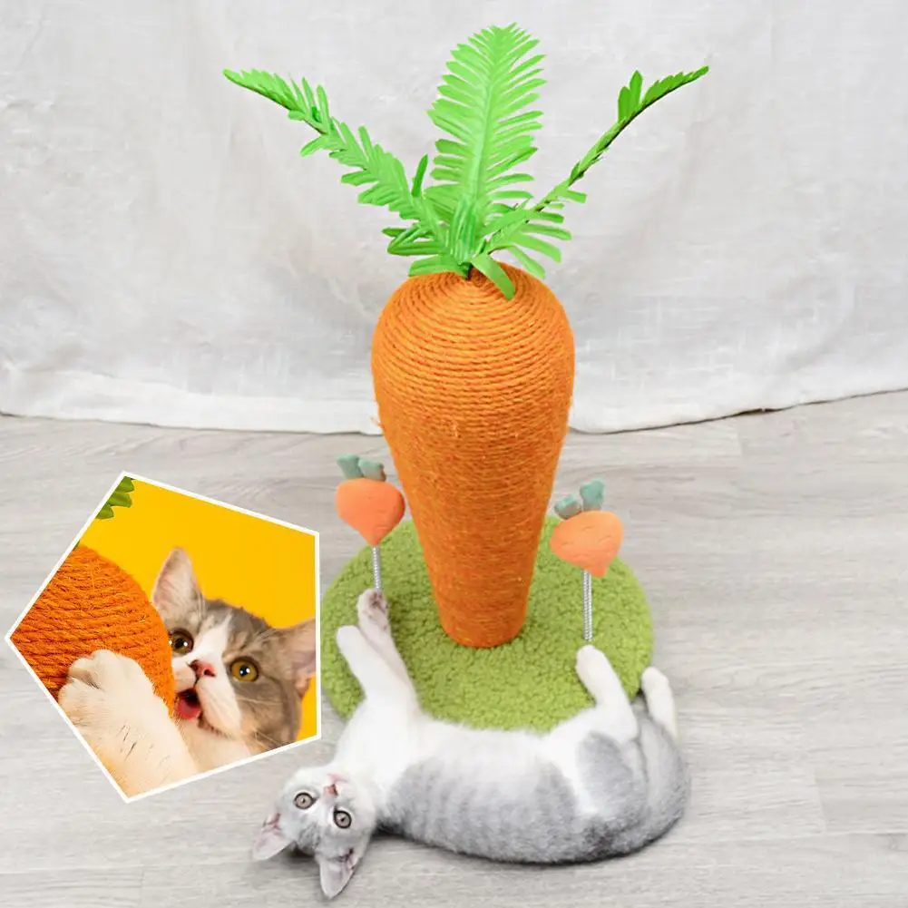

Cat Activity Rack Toy Scratching Post Carrot Shape Cat Scratcher Tree Sisal Posts Cats Products Rope Orange With Pet Indoor K4G5