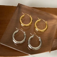 korean thickened hoop earrings round metal gold minimalist large circle geometric c shape hoop earrings for women jewelry gifts
