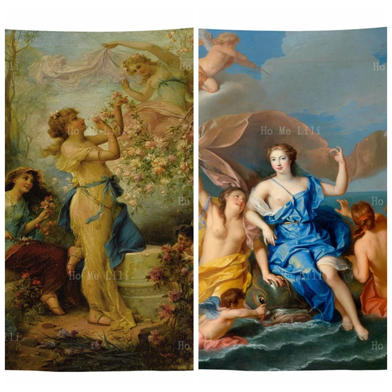 

Beauty Amphitrite Religious Mythology Classical Style Painting Of Venus And Cupid Christmas Tapestry By Ho Me Lili