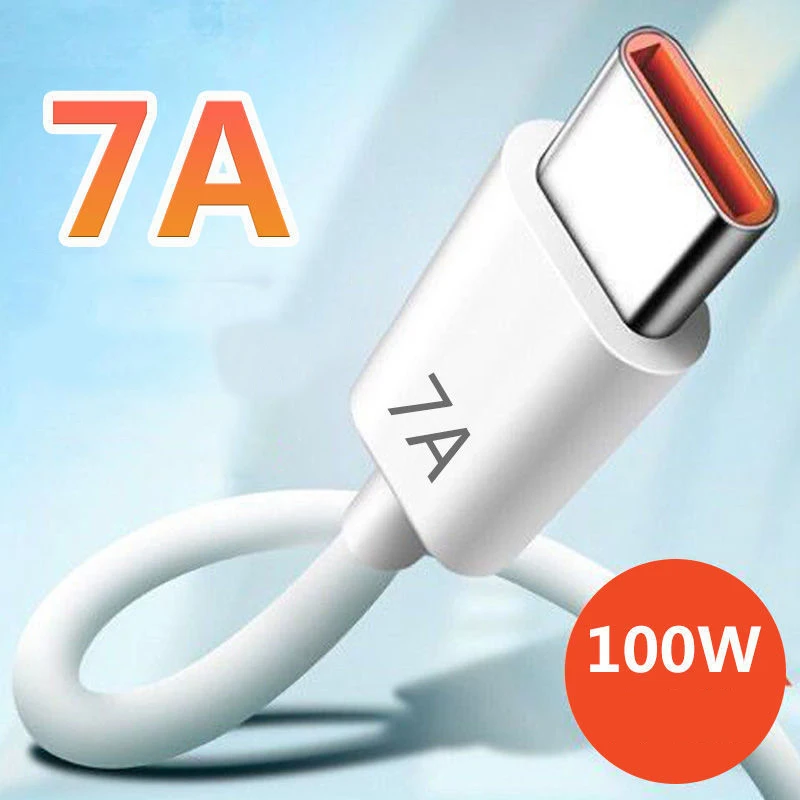

7A USB Type C Super-Fast Charge Cable for Huawei P40 P30 Mate 40 USB Fast Charging Data Cord for Xiaomi Mi 12 Pro Oneplus Realme